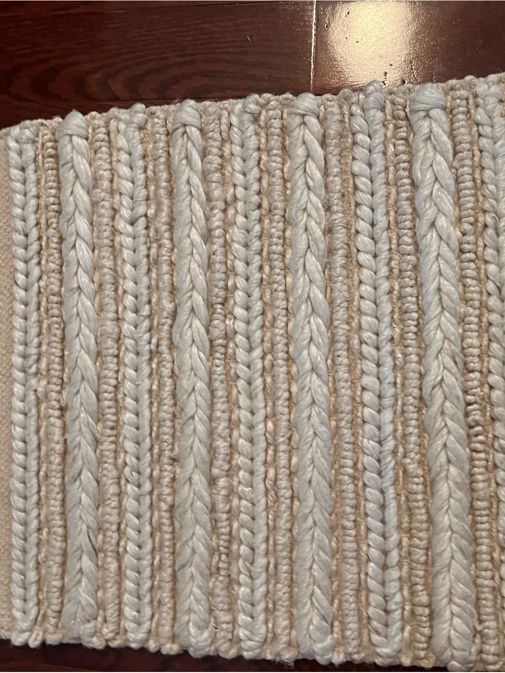 Pottery Barn Cream and Tan Braided Cotton Rug-Style Bath Mat